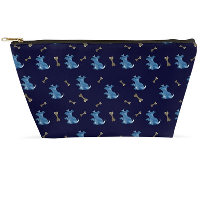 Simple Dog and Bone Pattern Accessory Pouch (Dark Blue)