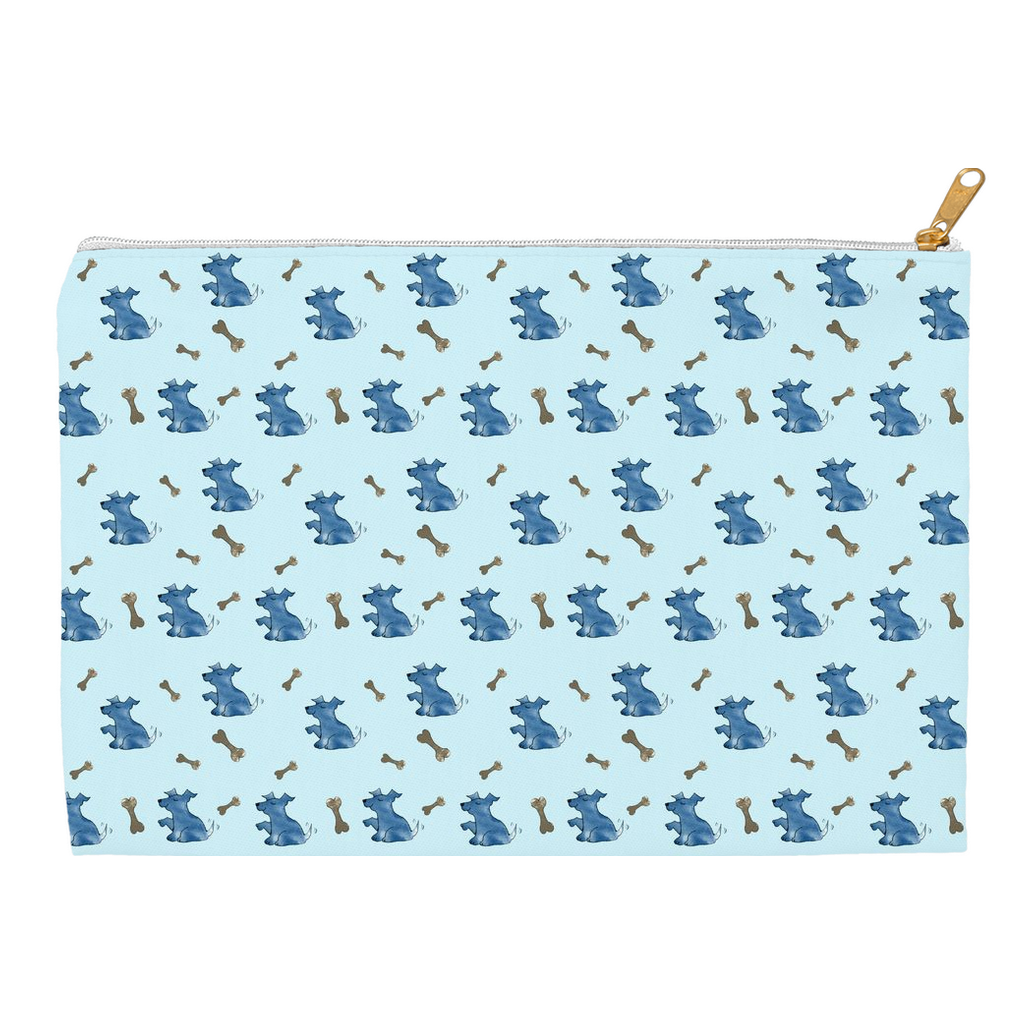 Simple Dog and Bone Pattern Accessory Pouch (Blue)