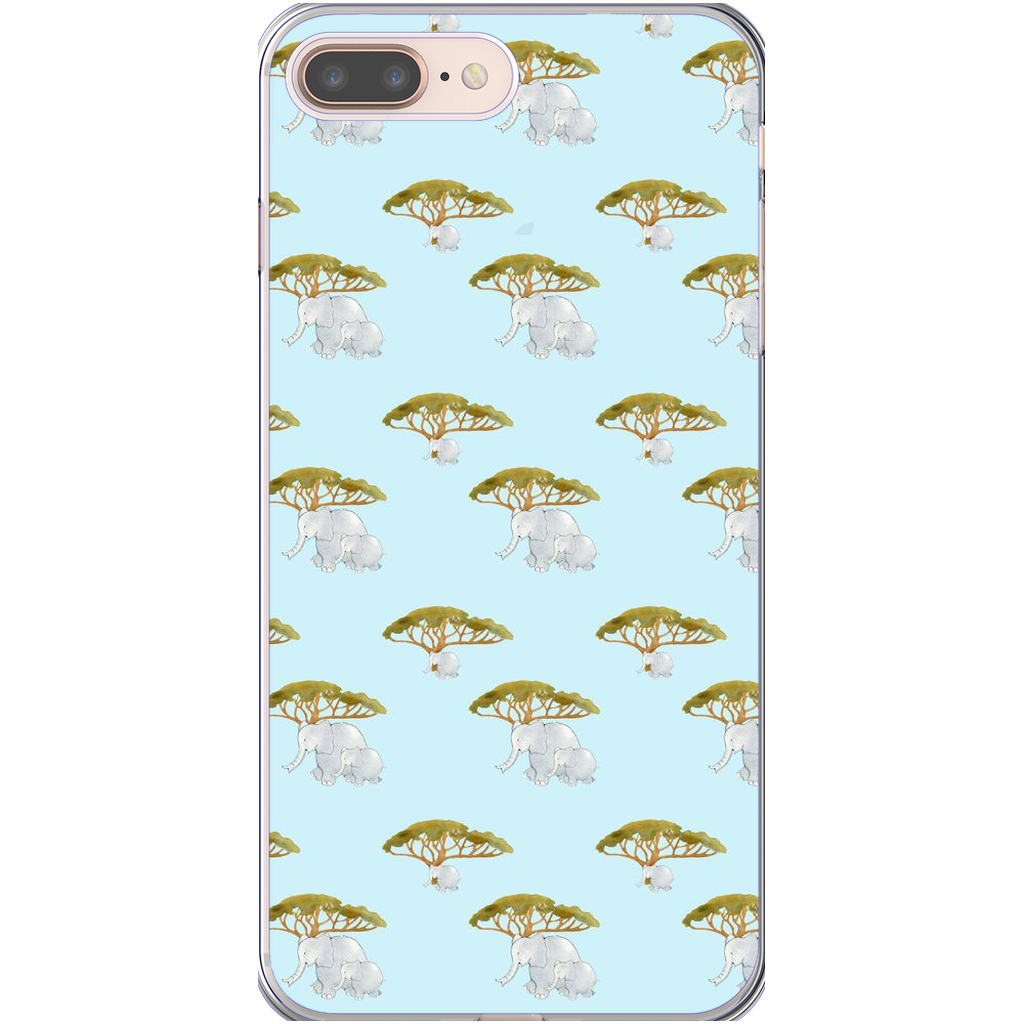 Elephant and Trees Pattern  iPhone Case (Blue)