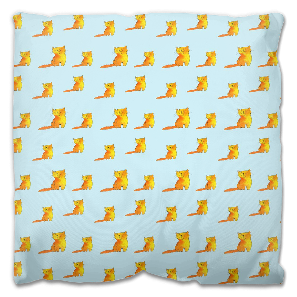 Happy Cat Pattern Outdoor Pillow (Blue)