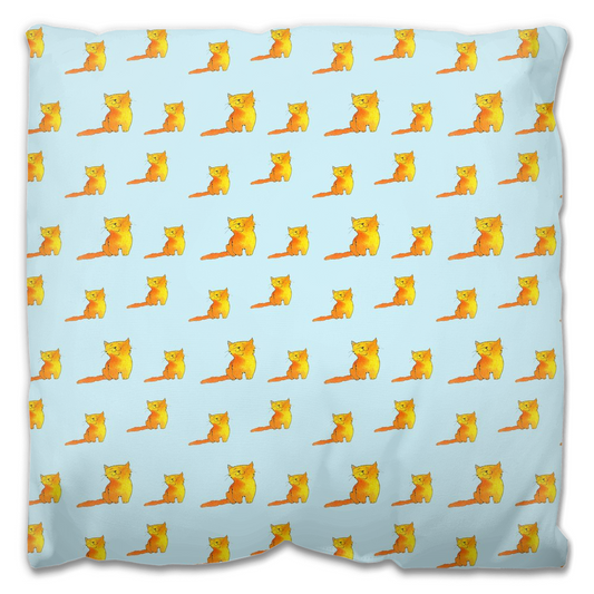Happy Cat Pattern Outdoor Pillow (Blue)