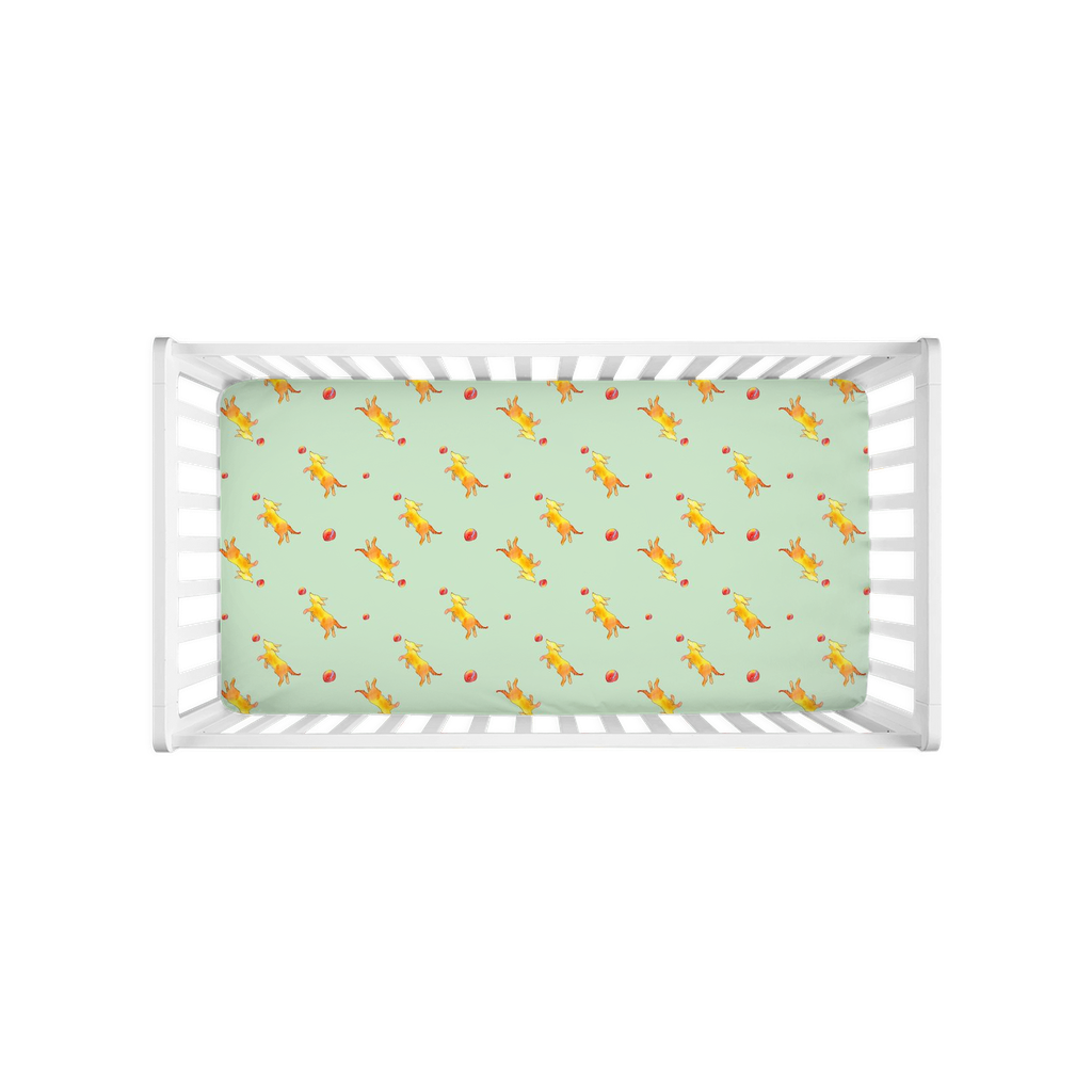 Playful Puppy  Pattern Crib Sheet (Green)