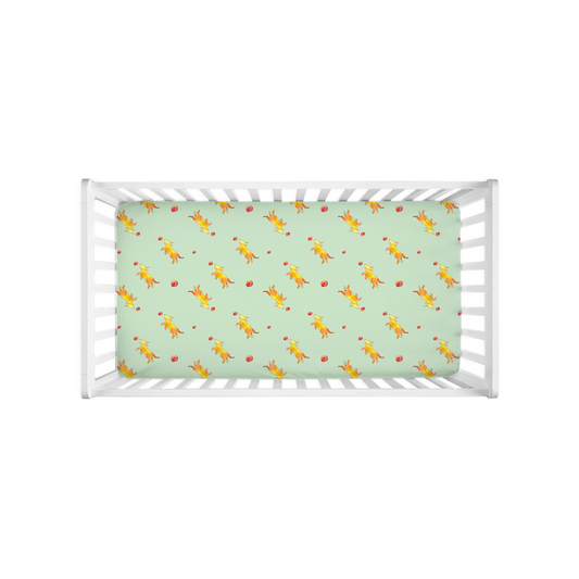 Playful Puppy  Pattern Crib Sheet (Green)