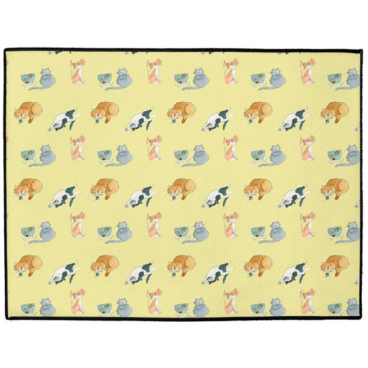 Cats Pattern Floor Mat (Yellow)