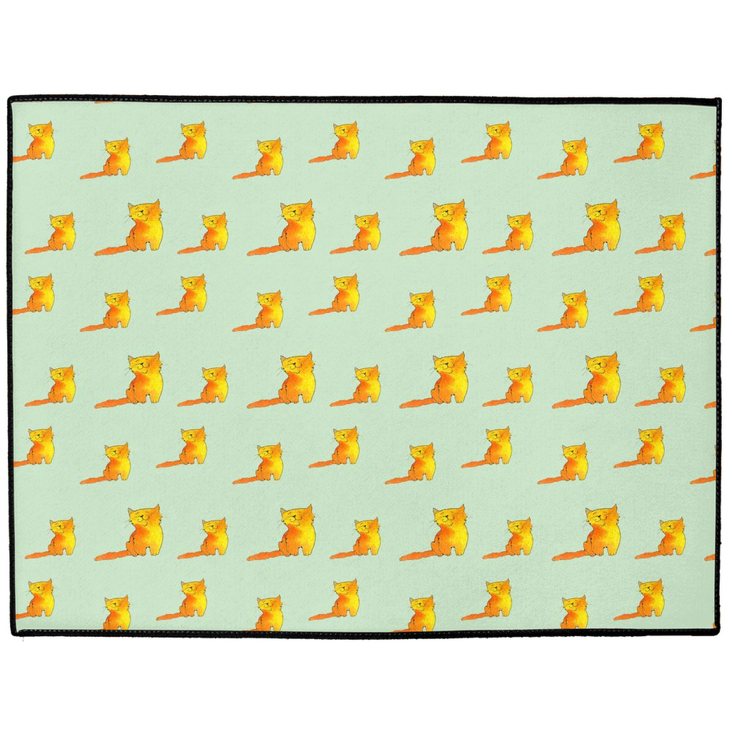 Happy Cat Pattern Floor Mat (Green)