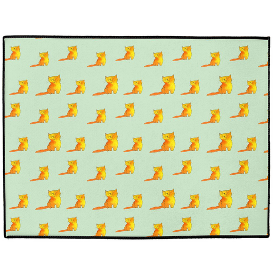 Happy Cat Pattern Floor Mat (Green)