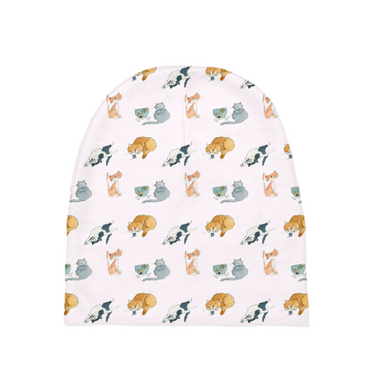 Cats Pattern Baby Beanie (White)