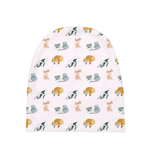 Cats Pattern Baby Beanie (White)