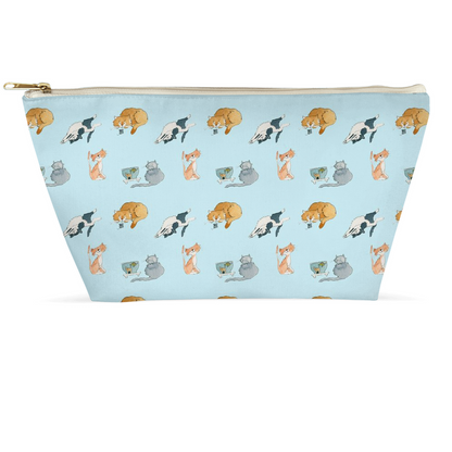 Cats Pattern Accessory Pouch (Blue)