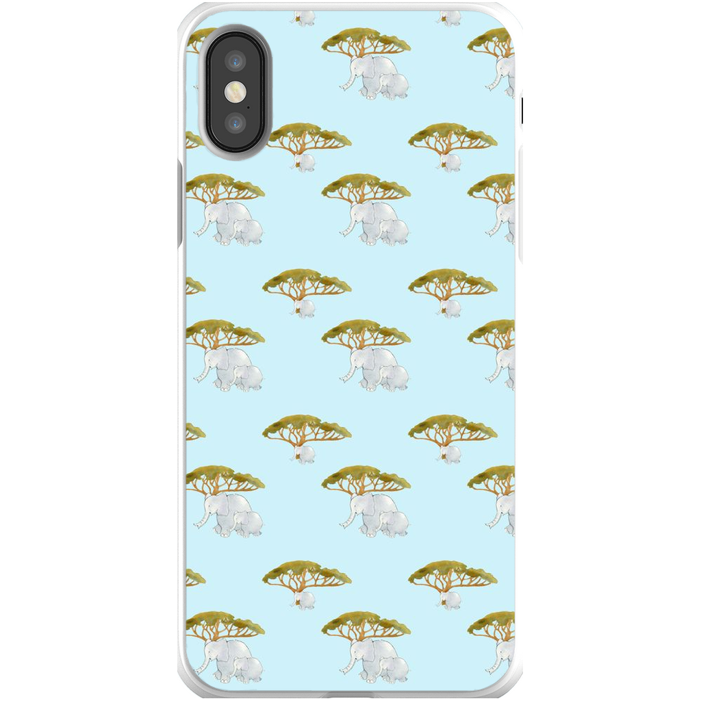 Elephant and Trees Pattern  iPhone Case (Blue)