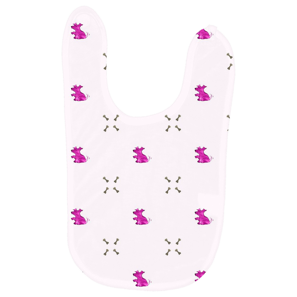 Dog and Diamond Bone Pattern Baby Bib -(Pink)
