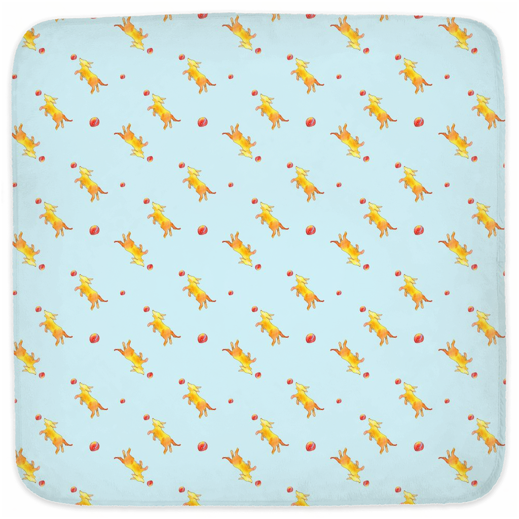 Playful Puppy Pattern Hooded Baby Towel (Blue)
