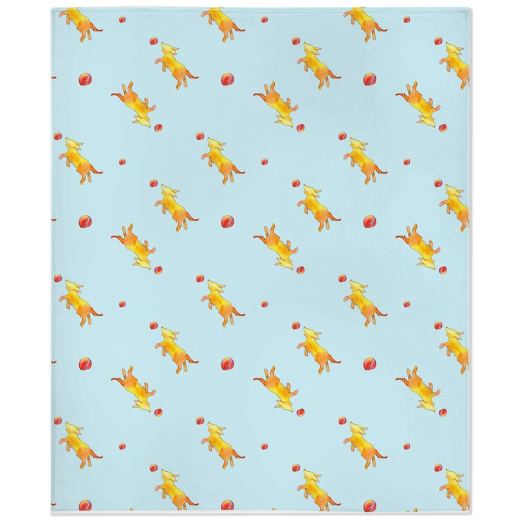 Playful Puppy Pattern Minky Blanket ( Blue)