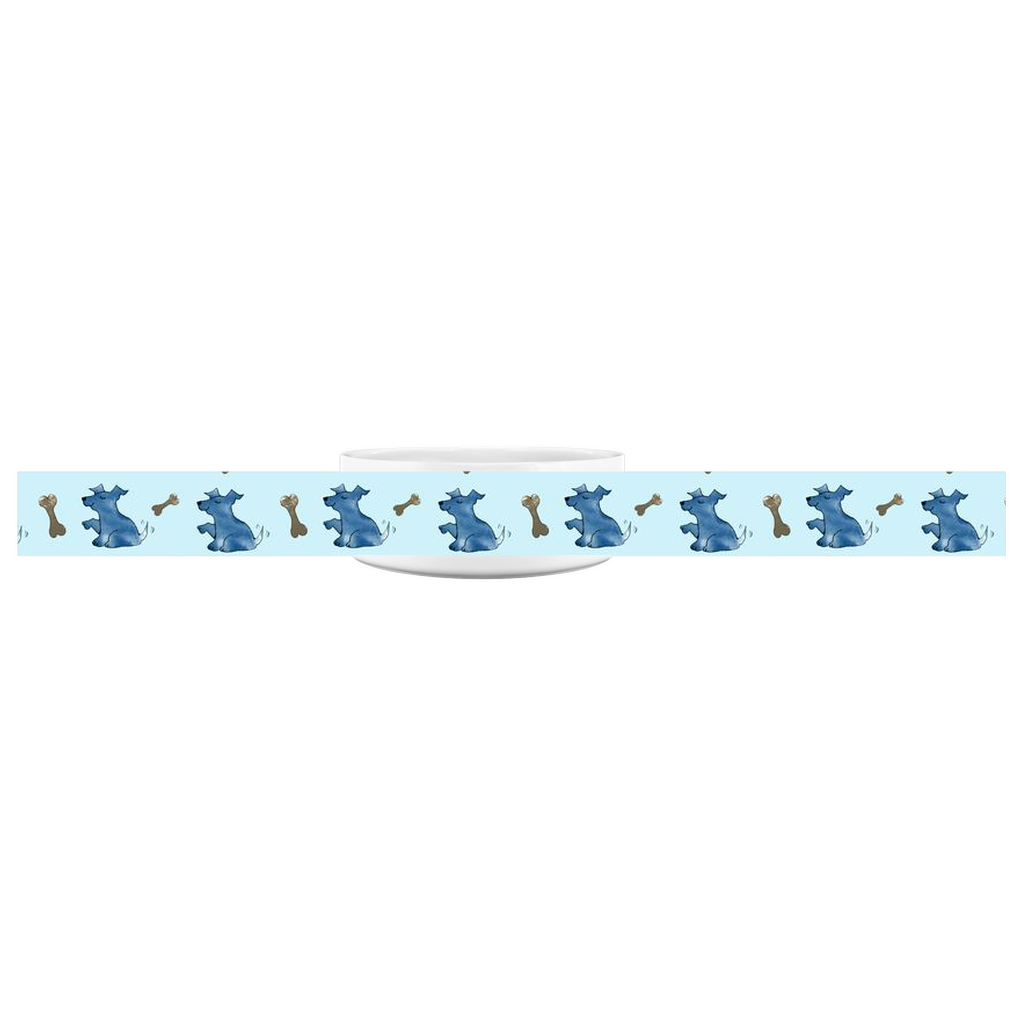 Simple Dog and Bone Pattern Pet Bowl (Blue)