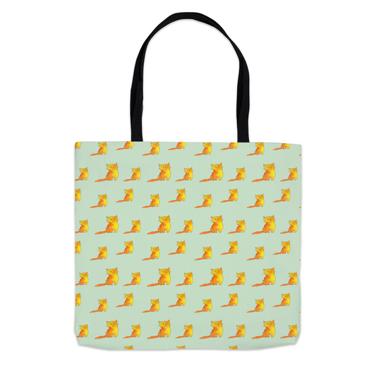 Happy Cat Pattern Tote Bag (Green)