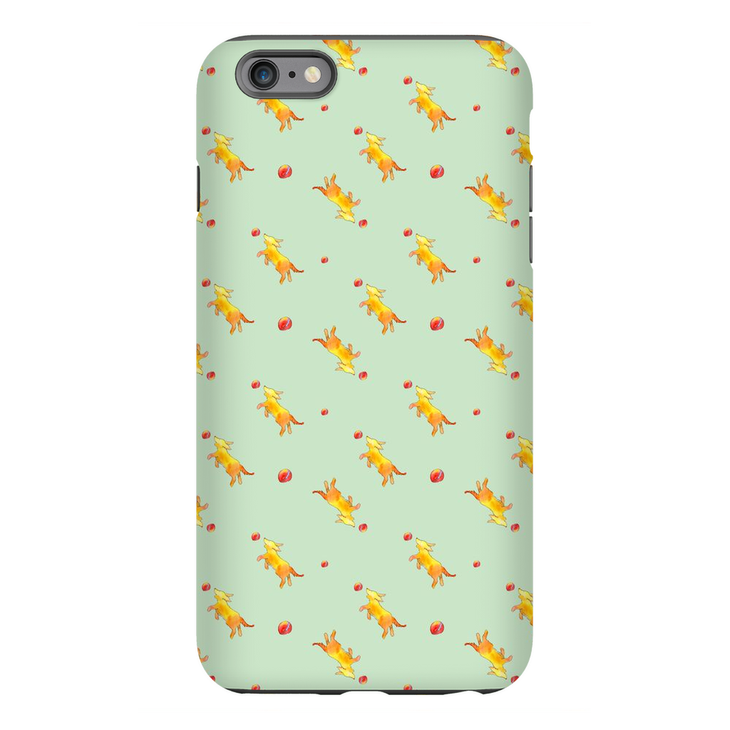 Playful Puppy  Pattern  iPhone Case (Green)