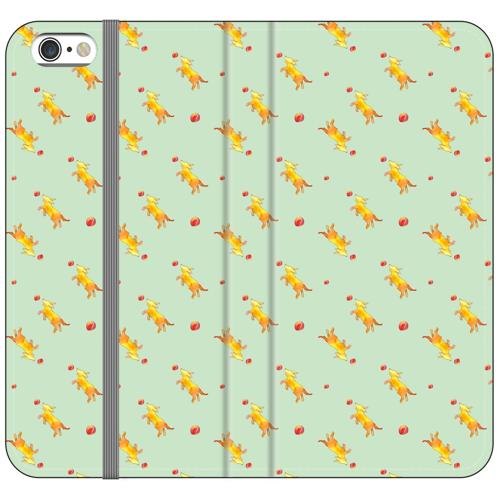 Playful Puppy  Pattern  iPhone Case (Green)