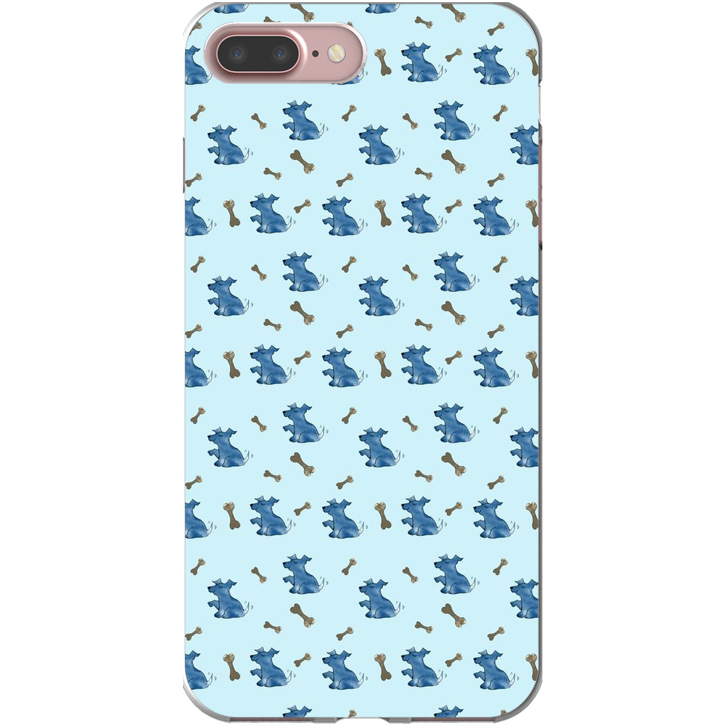 Simple Dog and Bone Pattern I Phone Case (Blue)