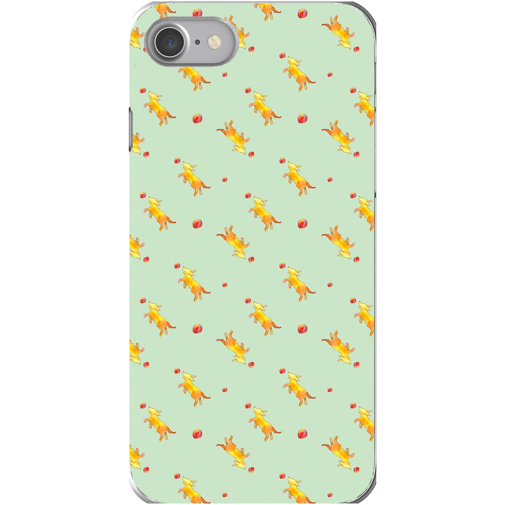 Playful Puppy  Pattern  iPhone Case (Green)