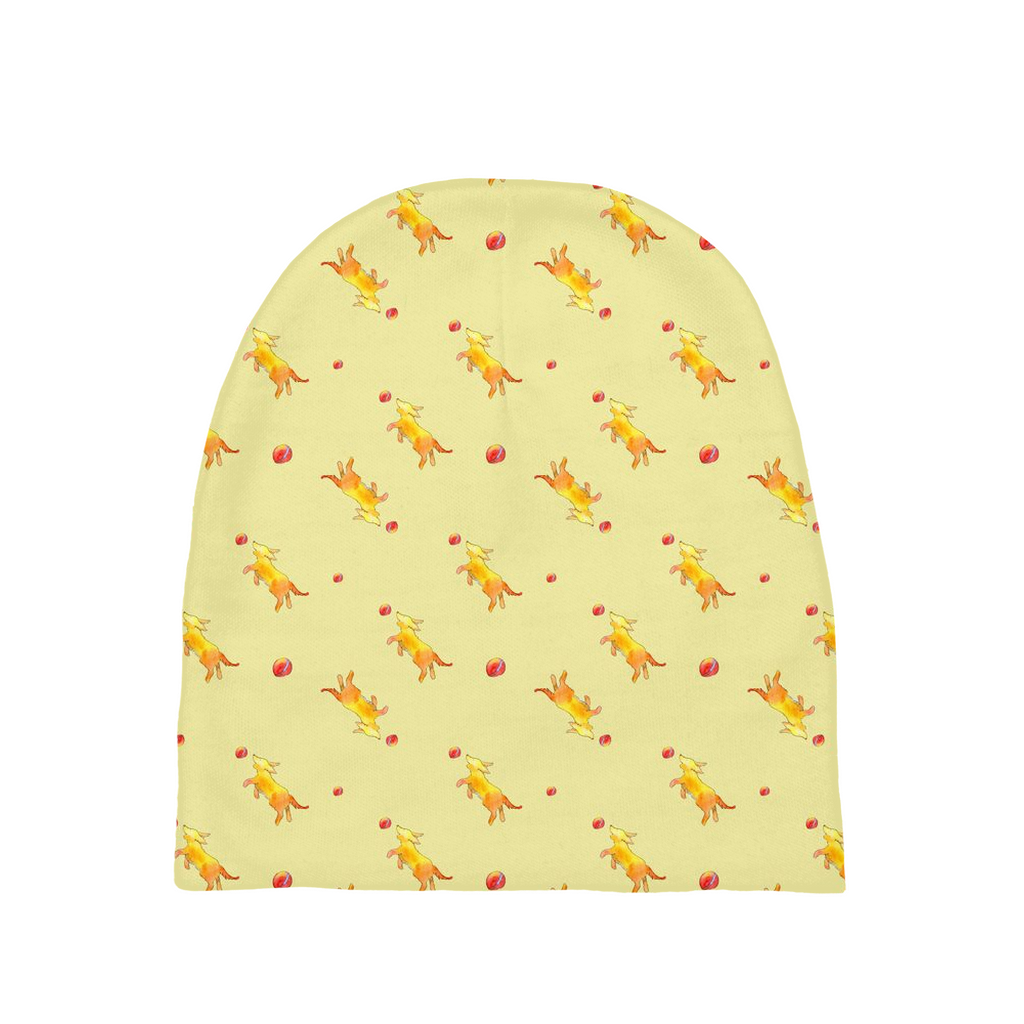 Playful Puppy Pattern Baby Beanie (Yellow)