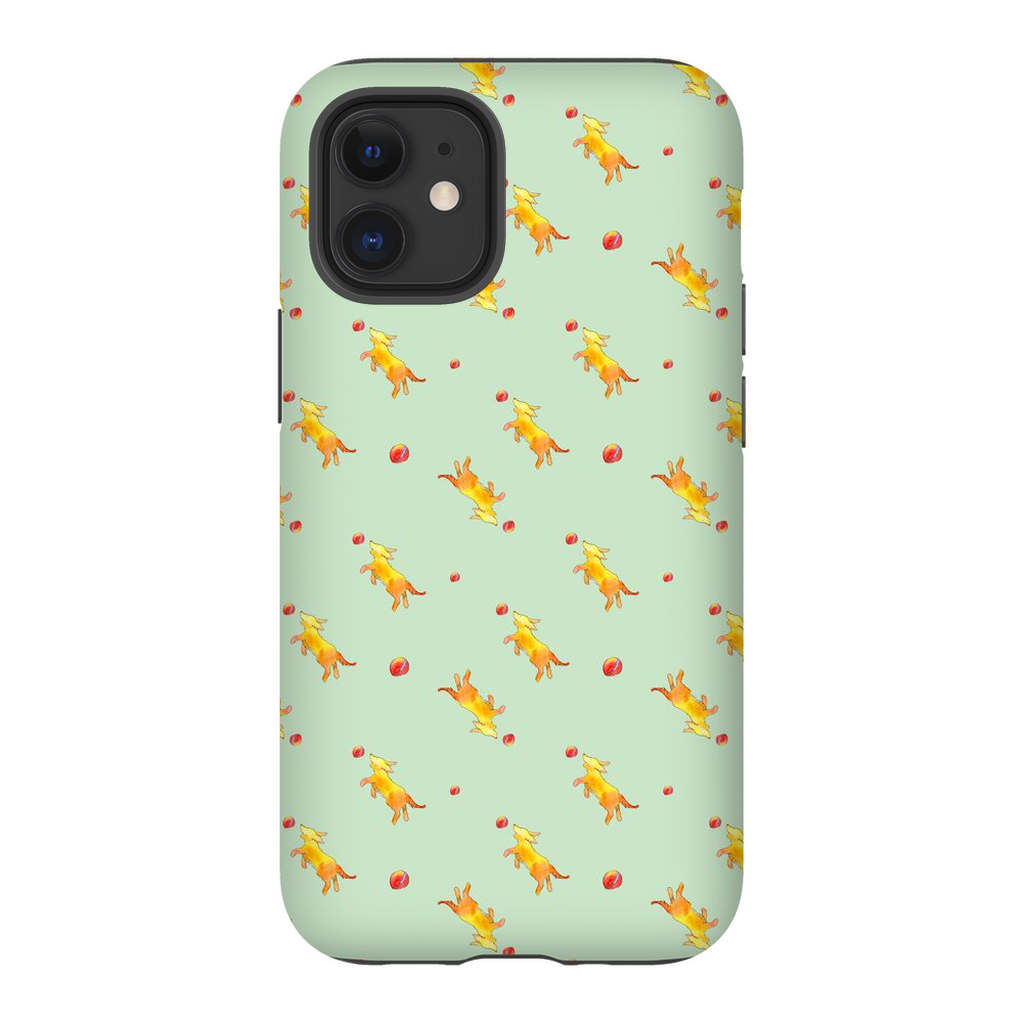 Playful Puppy  Pattern  iPhone Case (Green)
