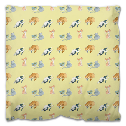 Cats Pattern Outdoor Pillow (Yellow)
