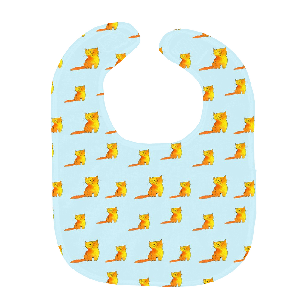 Happy Cat Pattern Baby Bib (Blue)