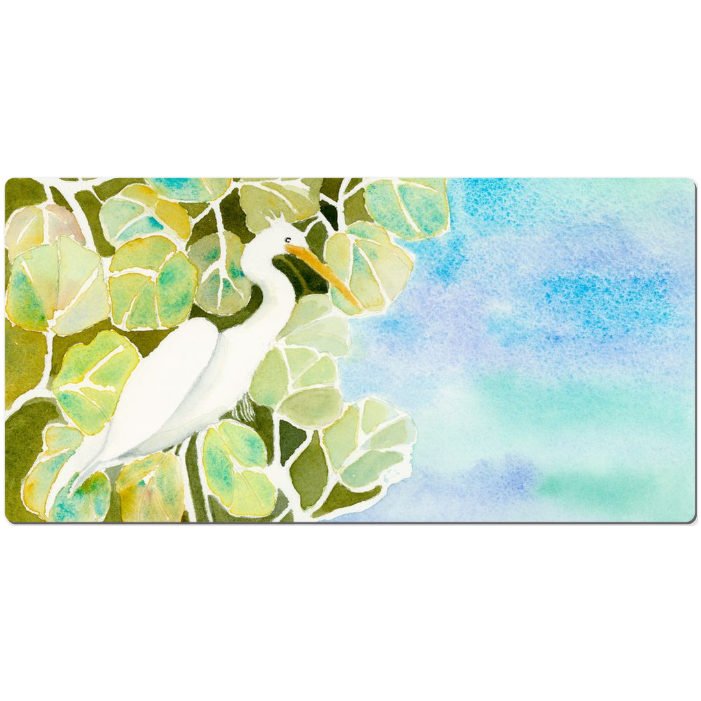 Snowy Egret and Sea Grapes Desk Mat