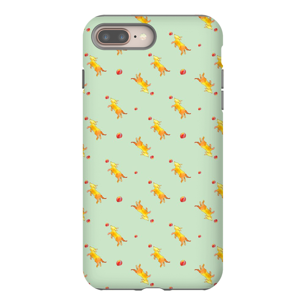 Playful Puppy  Pattern  iPhone Case (Green)