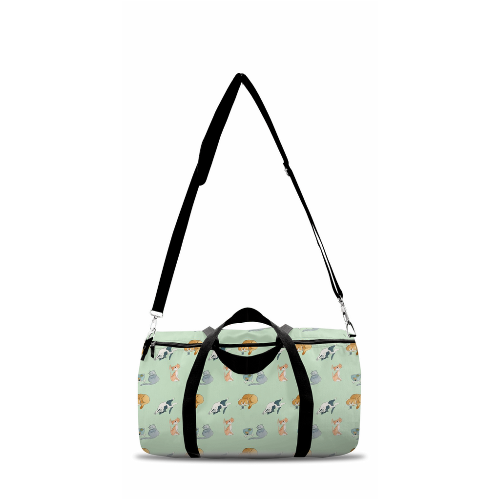 Cats Pattern Duffle Bag (Green)