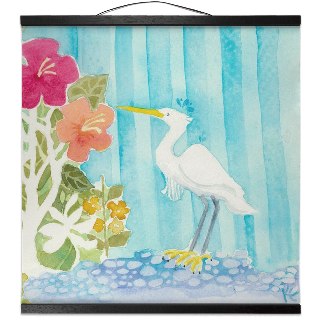 Snowy Egret Hanging Canvas Print