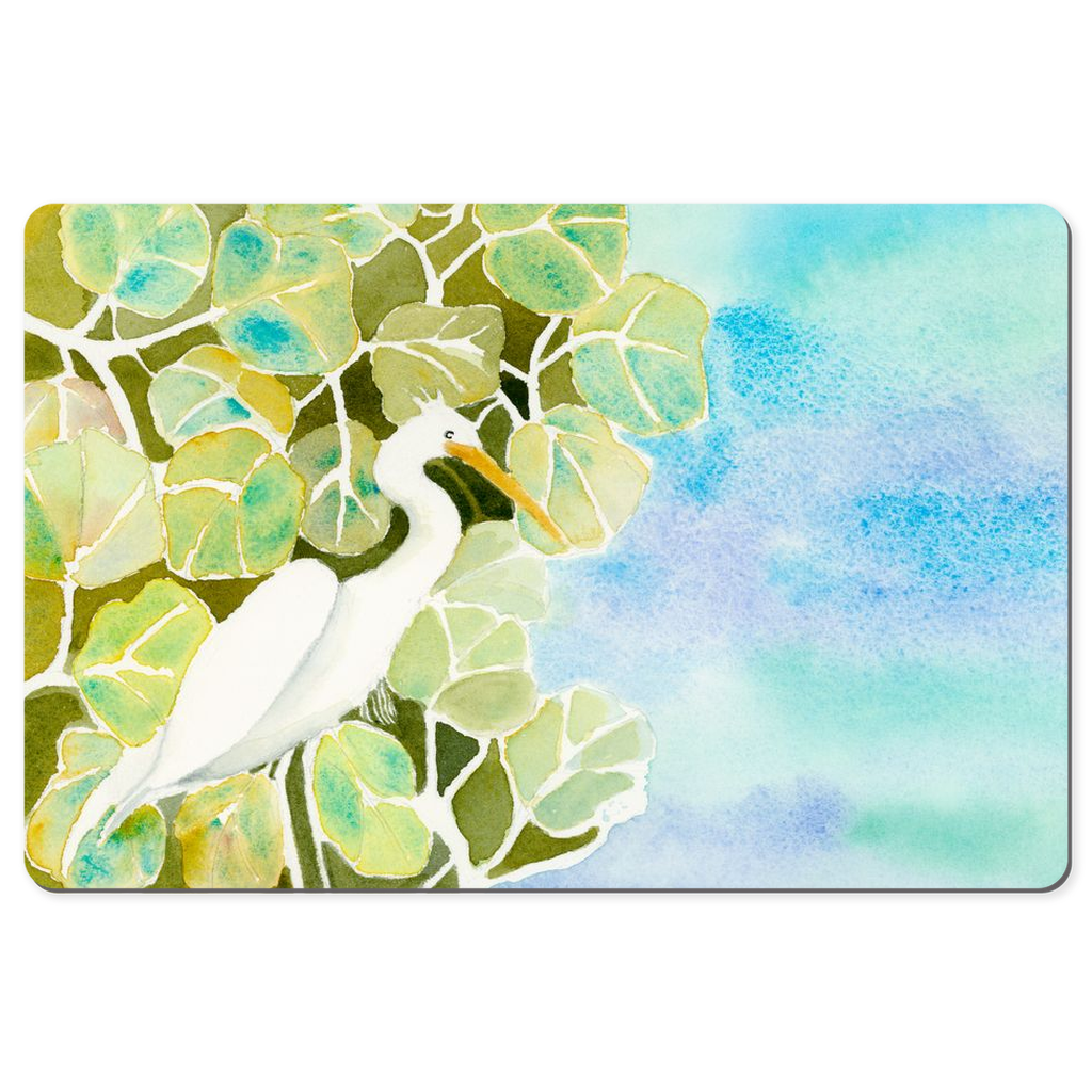 Snowy Egret and Sea Grapes Desk Mat