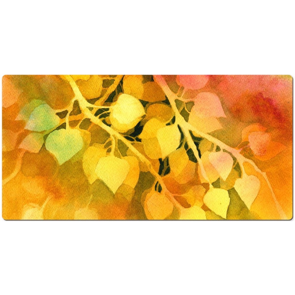 Golden Aspen Leaves Desk Mat