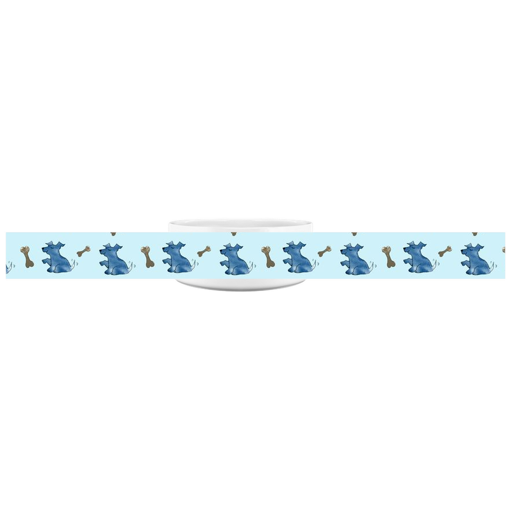 Simple Dog and Bone Pattern Pet Bowl (Blue)