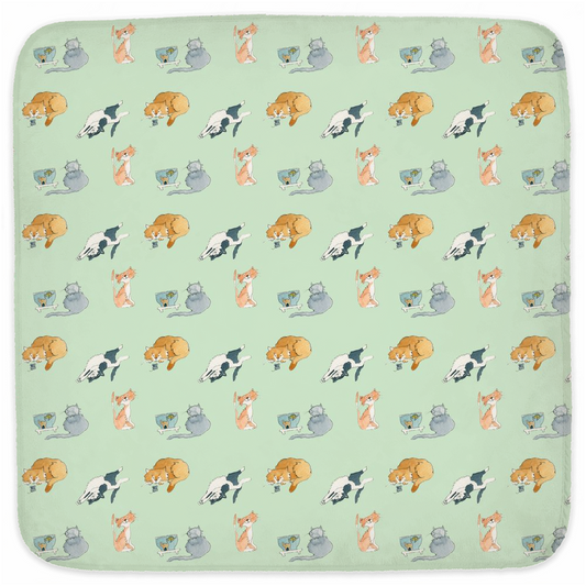 Catss Pattern Hooded Baby Towel (Green)