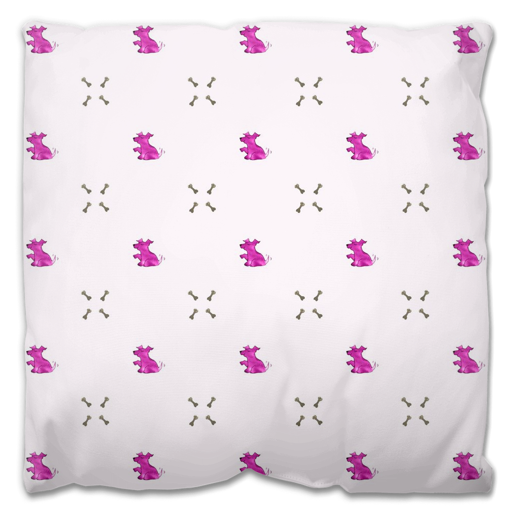 Dog and  Diamond Bone Pattern Outdoor Pillow (Pink)