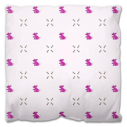 Dog and  Diamond Bone Pattern Outdoor Pillow (Pink)