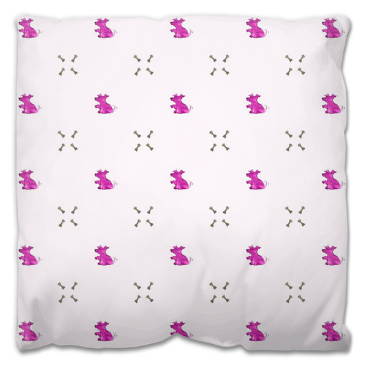 Dog and  Diamond Bone Pattern Outdoor Pillow (Pink)