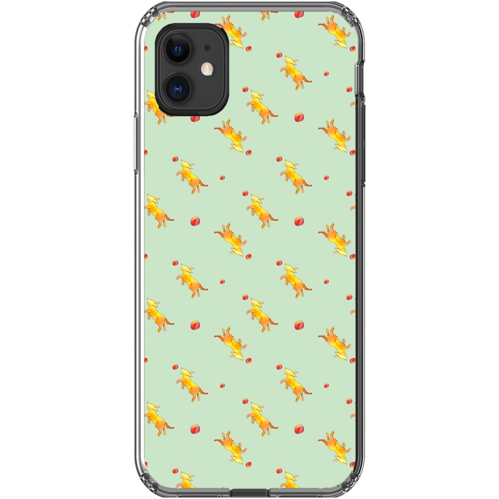 Playful Puppy  Pattern  iPhone Case (Green)