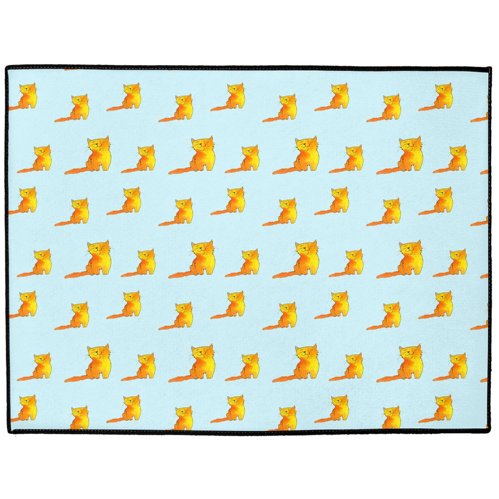 Happy Cat Pattern Floor Mat (blue)