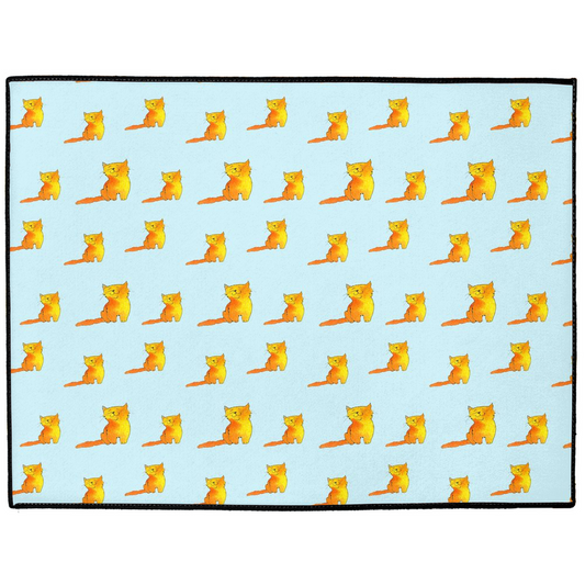 Happy Cat Pattern Floor Mat (blue)
