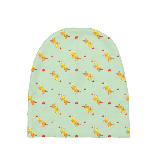 Playful Puppy Pattern Baby Beanie (Green)