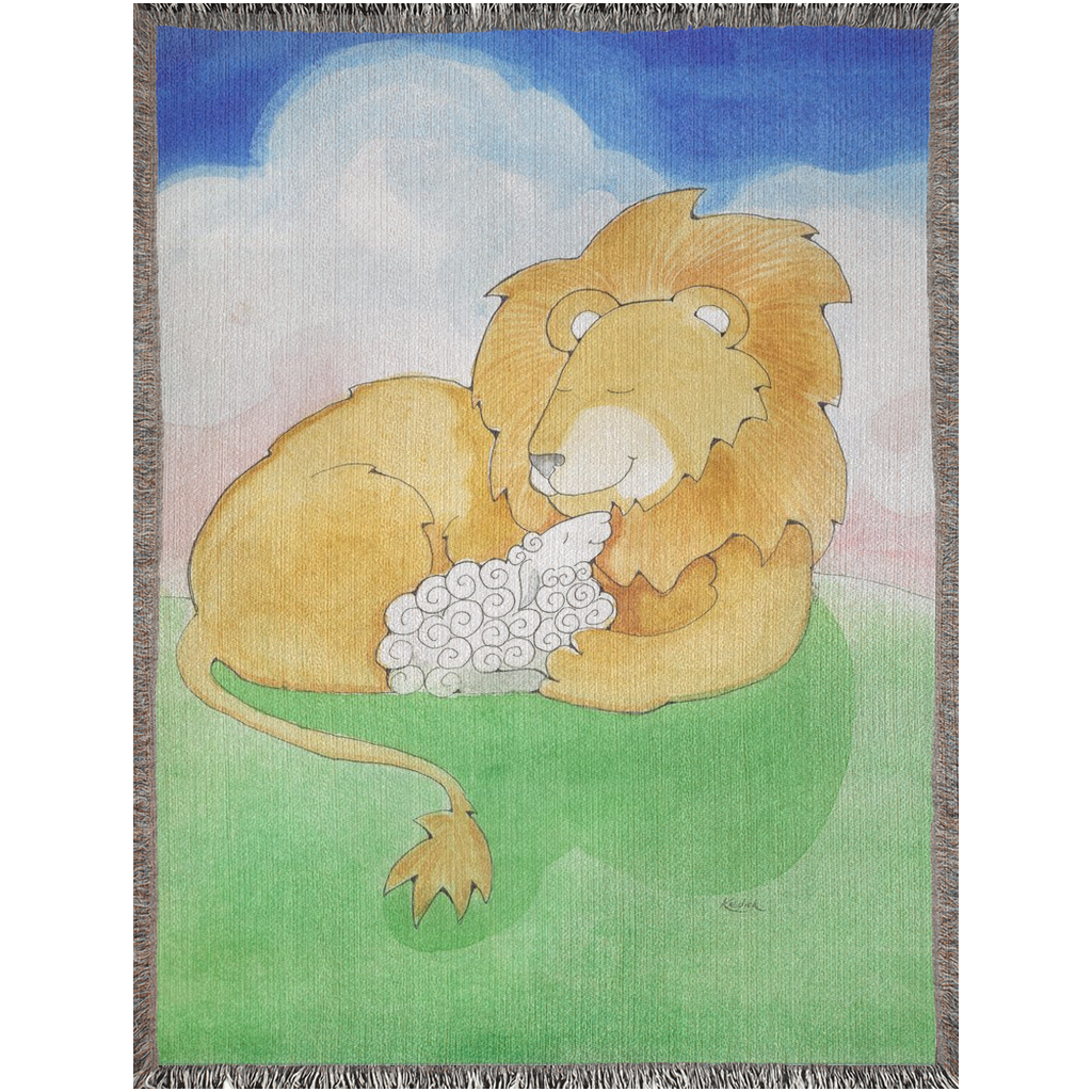 Lion and Lamb Woven Blanket