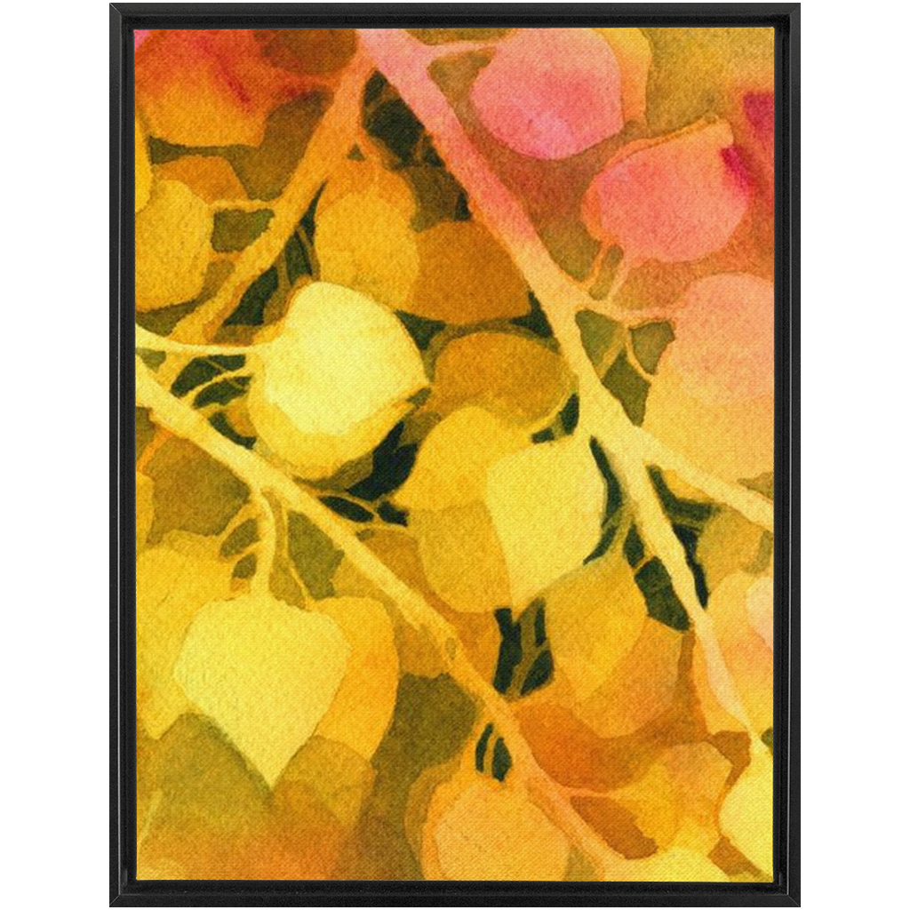 Golden Aspen Framed Traditional Stretched Canvas