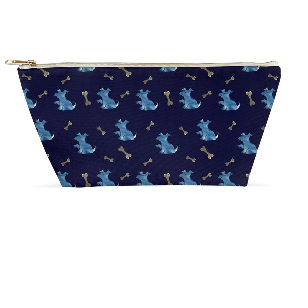 Simple Dog and Bone Pattern Accessory Pouch (Dark Blue)