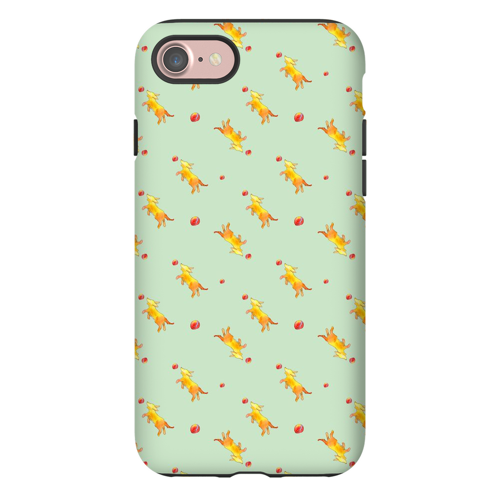 Playful Puppy  Pattern  iPhone Case (Green)
