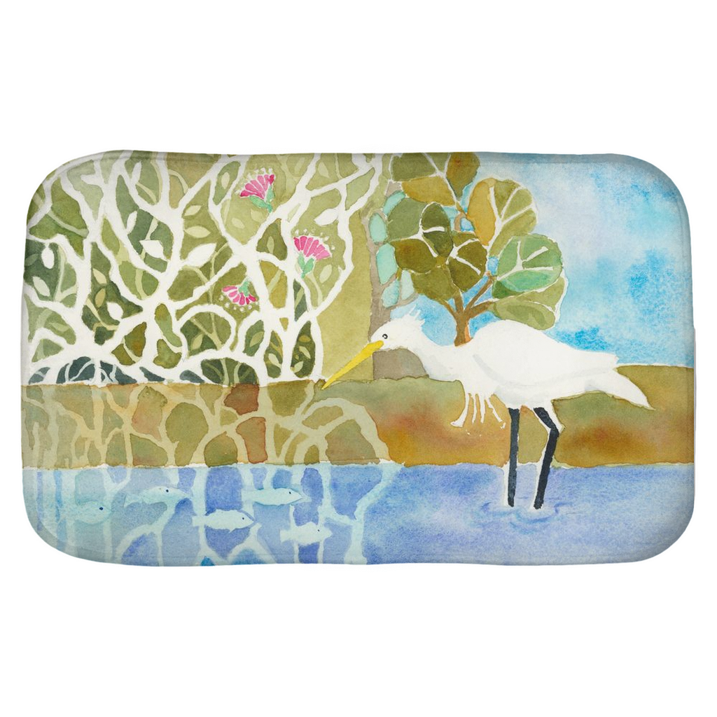 Snowy Egret Fishing Bath Mat