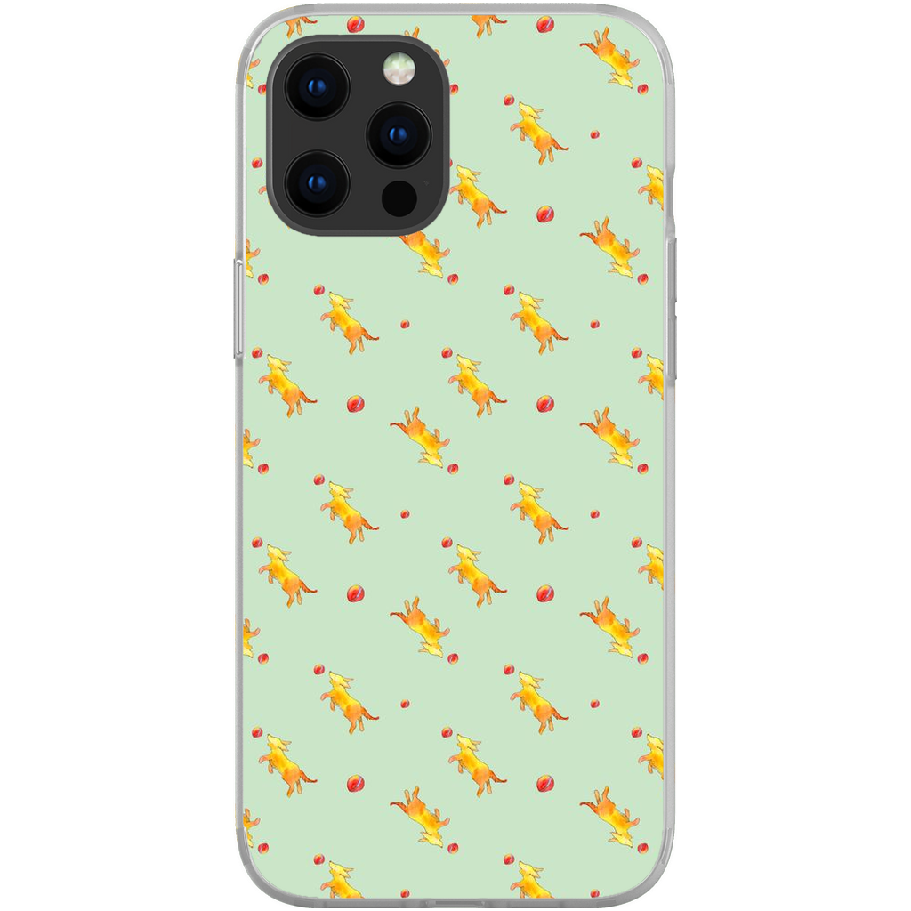 Playful Puppy  Pattern  iPhone Case (Green)