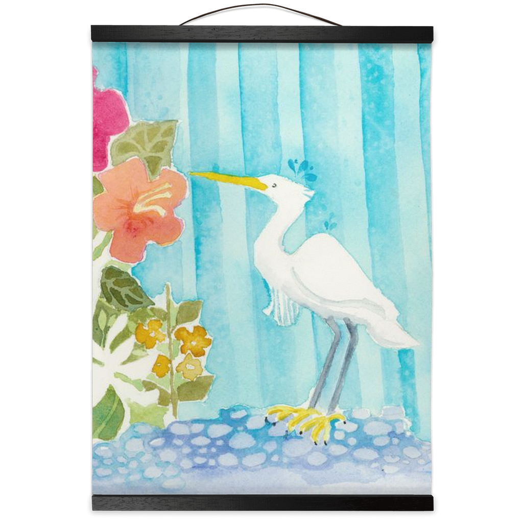 Snowy Egret Hanging Canvas Print