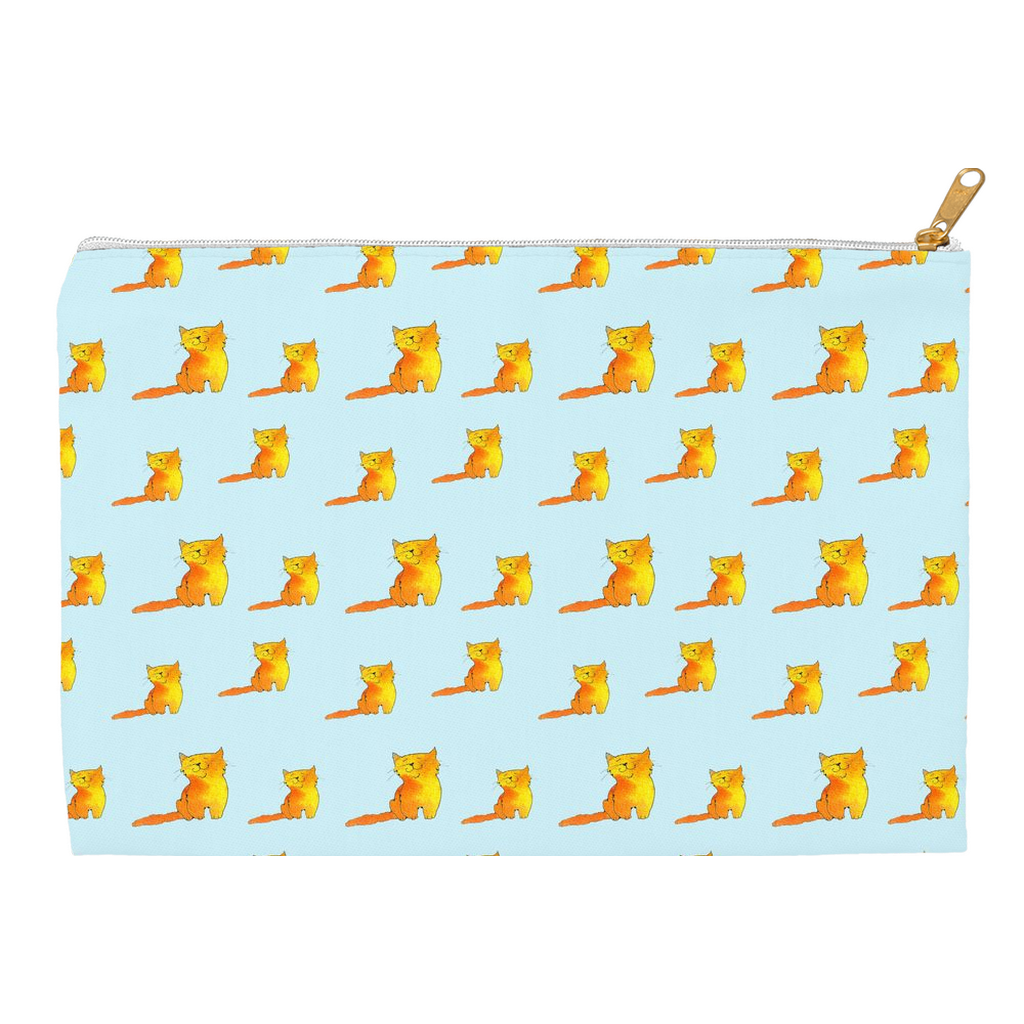 Happy Cat Pattern Accessory Pouch (Blue)